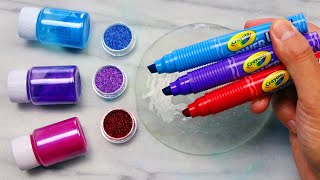 Most Satisfying Slime ASMR Video Relaxing Crayola Markers amp Glitter Slime Mixing Video 48 [upl. by Eerolam]