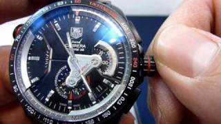 Tag Heuer CAV5185 Gran Carrera cal 36 how to adjust time date and handle screwed crown [upl. by Nahtonoj]