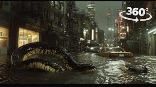 360° City Flood Giant Snake and Scary Ghost Escape VR 360 Video 4K Ultra HD [upl. by Ylurt]