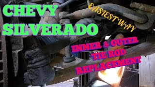 HOW TO 01 Chevy Silverado inner amp outer tie rod replacement [upl. by Selokcin578]