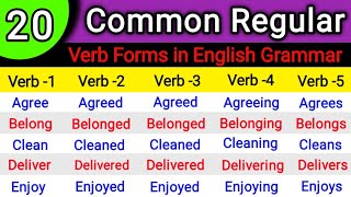 20 Verb Forms in English V1 V2 V3 V4 V5  Verb Forms in English V1 V2 V3  Regular Verb Forms  Verb [upl. by Liryc]