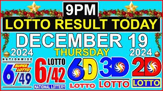 Lotto Result Today 9pm December 19 2024 PCSO [upl. by Atteloiv]