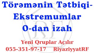 Törəmənin TətbiqiArtmaAzalmaEkstremumBöhran nöqtəsi Riyaziyyat RF Rəhim Müəllim Fərzili [upl. by Scharf]