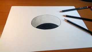 Drawing 3D Hole How to draw 3d hole [upl. by Pollak]