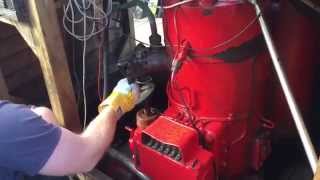 Old danish fishingboat  Starting up a Hundested 39 hp hot bulb engine with airstart system [upl. by Lorilee]