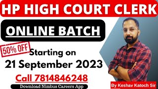 HP High Court Clerk 2023  Syllabus amp Online Batch 1  Starting on 21 September 2023  HP Studies [upl. by Irmgard]