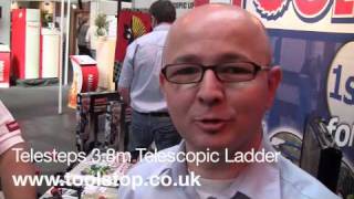 Demo of Telesteps 38m Telescopic Ladder  Live from Home Building and Renovating Show [upl. by Trish657]