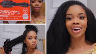 REVLON OneStep Volumizer Hot Air Brush Review  Blow Dry Natural Hair [upl. by Fretwell]