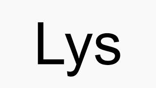 How to pronounce Lys [upl. by Enaffit]