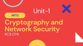 Cryptography and its Type  Unit 1  AKTU  KCS074  Cryptography and Network Security  Part 1 [upl. by Bloem]