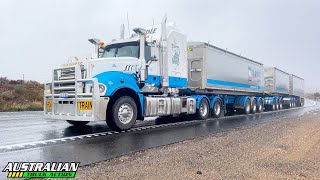 Kenworth T909 K200 and Mack road train uphill run [upl. by Adore171]