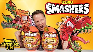 Zuru Smashers Mega Light Up Dino Over 25 Surprises Series 4 With TRex Adventure Fun Toy review [upl. by Zulch]