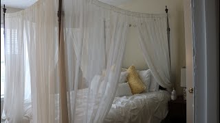 DIY How to make a canopy bed under 40 [upl. by Breena]