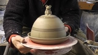 Throwing Making a Pottery Cheese Bell amp Plate on the Wheel [upl. by Thornton]