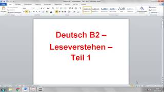 Deutsch B2  Leseverstehen  Teil 1 [upl. by Decrem]