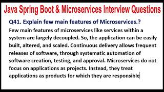 Java Spring BootampMicroservices Interview Questions Q41 Explain few main features of Microservices [upl. by Muriel]