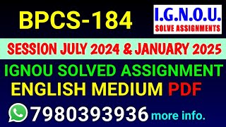 BPCS184 Solved Assignment 202425 English BPCS184 Solved Assignment 2425 BPCS184 Assignment [upl. by Azile]