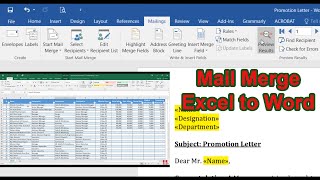 Mail Merge Excel to Word [upl. by Akelam550]