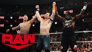 John Cena makes a surprise return to partner with Awesome Truth Raw highlights April 8 2024 [upl. by Ytsirc]