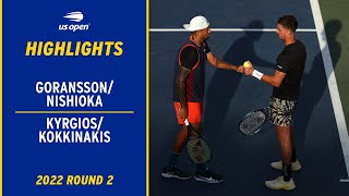 GoranssonNishioka vs KokkinakisKyrgios Highlights  2022 US Open Round 2 [upl. by Enened749]