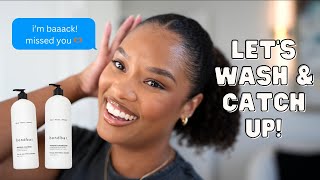 im baaack  let’s catch up GRWM wash and go  curly ponytail [upl. by Hairaza]