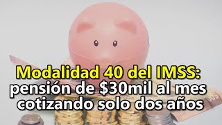 Modalidad 40 del IMSS pensión de 30 mil al mes cotizando solo dos años [upl. by Percival]