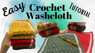 Easy Crochet Washcloth Tutorial [upl. by Nohtiek]