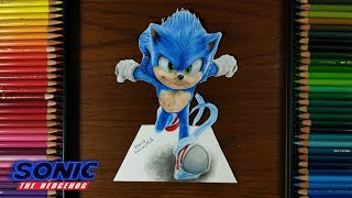 How To Draw SONIC The Hedgehog 3D [upl. by Annayi918]