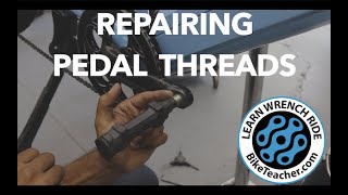 How to repair stripped pedal threads on the crank arm with Unior bushing and a pedal tap [upl. by Nereil]