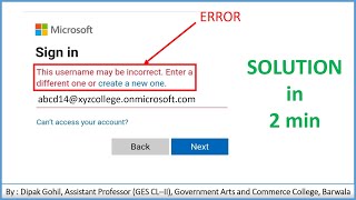 How to solve MS Teams Login error  This username may be incorrect error solution  Error in MS Team [upl. by Htebilil]