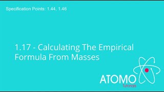 GCSE Chemistry Edexcel  117  Calculating The Empirical Formula From Masses [upl. by Llenet20]