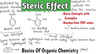 Steric Effect  Basics of organic chemistry  Concept With Examples  chemistry [upl. by Harat964]