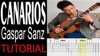 Canarios  Gaspar Sanz Guitar Tutorial [upl. by Nnaillek537]