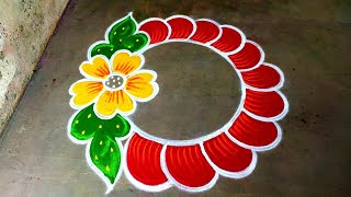 New year freehand rangoli designs2024 new year beautiful rangoli new year muggulu Amazingrangoli [upl. by Dlabihcra]