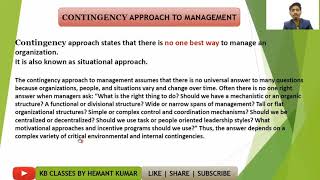 Contingency Approach to Management  managerial process and behaviour  BCOM  BBA MBA [upl. by Drahcir]