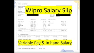 wipro salary  Wipro Salary Slip structure  Variable pay  95 Lakhs CTC [upl. by Munster]