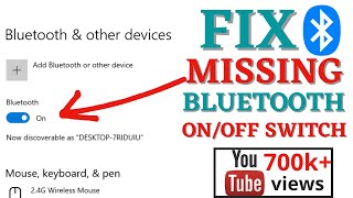 Bluetooth on off switch missing windows 10 [upl. by Nnyroc72]