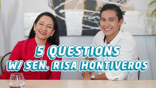 5 QUESTIONS WITH SENATOR RISA HONTIVEROS  Enchong Dee [upl. by Nosyarg326]