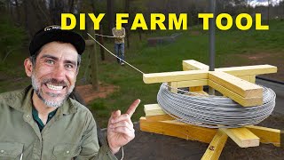 Building a Spinning Jenny to Stretch High Tensile Wire Fence [upl. by Peednas]