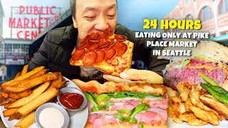 24 Hours Eating ONLY at PIKE PLACE MARKET in Seattle 🐟🍎  9 Restaurant ULTIMATE Seattle Food Tour [upl. by Rebbecca]