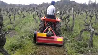 minitractor trabajando triturando restos de poda [upl. by Marbut]