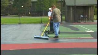 SportMaster Tennis Court Resurfacing  Mixing and Applying Acrylic Resurfacer [upl. by Derej]