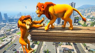 Simba vs Scar Ragdolls GTA 5 lion king funny mod GTA 5 Euphoria Physics Funny Moments amp Fails 🦁 4K [upl. by Wake683]