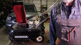 Leaking Fuel on a Honda HS35 Snow Sweeper Pt 1 [upl. by Kendyl]