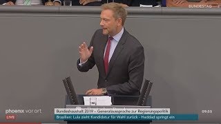 Rede von Christian Lindner zur Regierungspolitik der Bundeskanzlerin am 120918 [upl. by Siryt464]