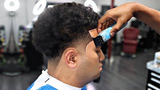 HAIRCUT TUTORIAL MID TAPER STRAIGHT HAIR AFRO [upl. by Eillas]