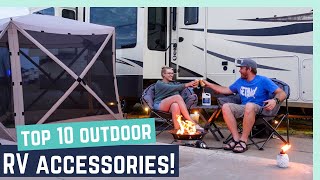 TOP 10 RV OUTDOOR ACCESSORIES TRIED AND TRUE [upl. by Akanke]