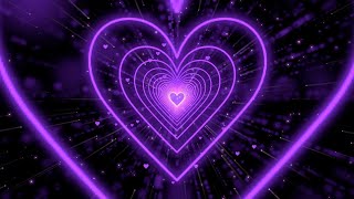 Heart Tunnel💜Purple Heart Background  Neon Heart Background Video  Wallpaper Heart 10 Hours [upl. by Daphna]