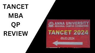 TANCET MBA 2024 REVIEW [upl. by Nabala]