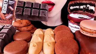 ASMR CHOCOLATE DESSERT PARTY ICE CREAMRICE CAKECOOKIEMACARON eating sounds MUKBANG초콜릿 디저트 파티 먹방 [upl. by Norra]